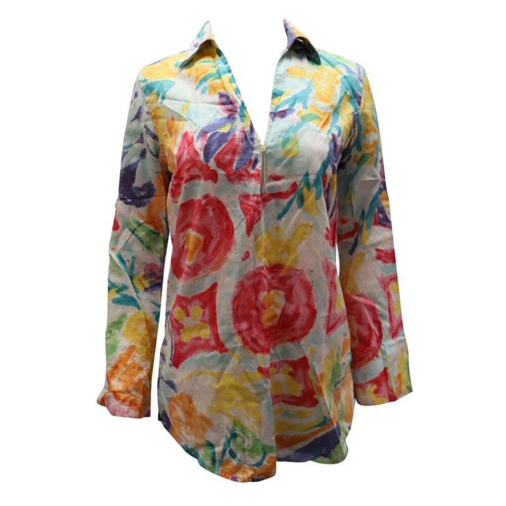 Ralph Lauren Watercolor Tunic Top in Multicolor Cotton